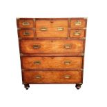 IRISH VICTORIAN MAHOGANY CAMPAIGN SECRETAIRE CHEST BY GREGORY KANE OF DUBLIN