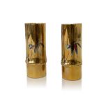 PAIR BRASS ART NOUVEAU VASES