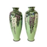 A LARGE PAIR OF JAPANESE LATE 19TH CENTURY CLOISONNÉ VASES