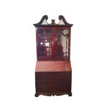 GEORGE III MAHOGANY BUREAU BOOKCASE