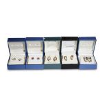 COLLECTION OF ASSORTED SILVER AND GEM SET EARRINGS