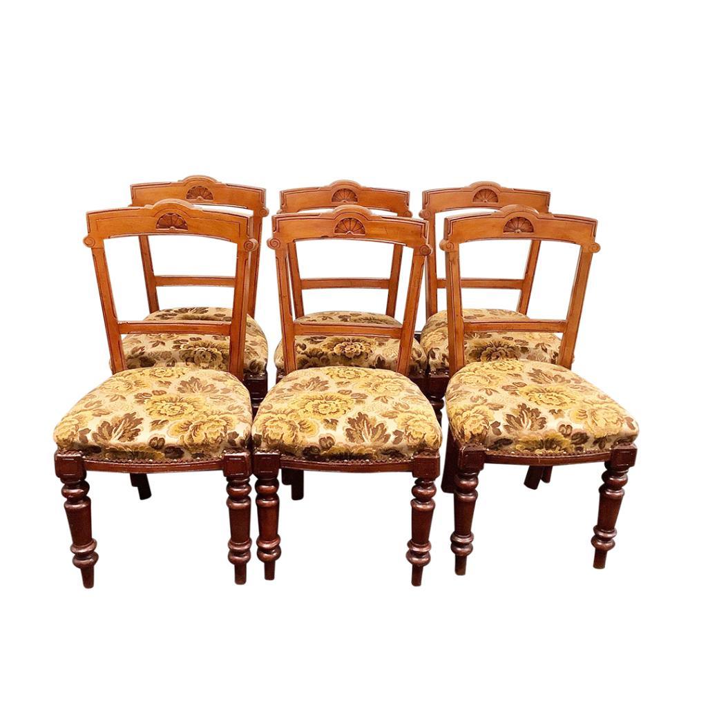 SET OF SIX LATE VICTORIAN MAHOGANY DINING CHAIRS