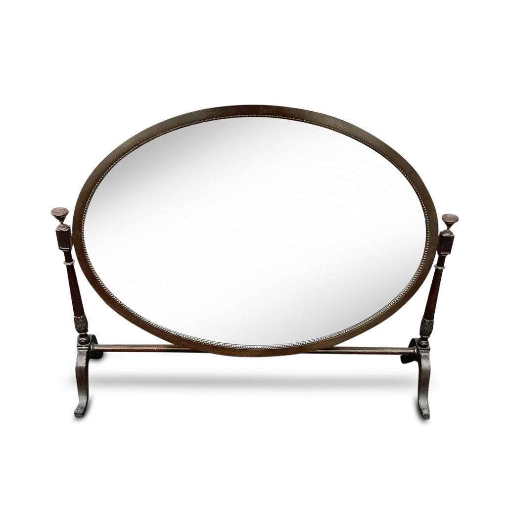 VICTORIAN MAHOGANY CRUTCH FRAMED TOILET MIRROR