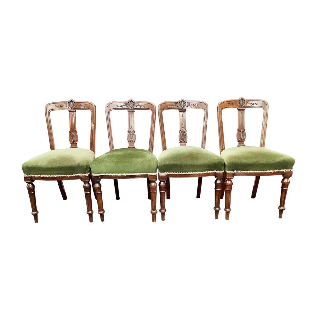 SET OF 6 VICTORIAN UPHOLSTERED DINING ROOM CHAIRS