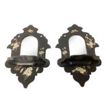 PAIR OF VICTORIAN BLACK LACQUERED WALL MIRRORS