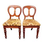 PAIR OF VICTORIAN MAHOGANY UPHOLSTERED DINING CHAIRS