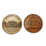 TWO LARGE 19TH CENTURY COPPER COLLEGE MEDALS