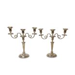 PAIR OF TALL PLATED CANDELABRA