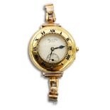 EDWARDIAN LADIES GOLD HALF HUNTER WRIST WATCH