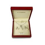 9CT WHITE GOLD AND PEARL PENDANT AND EARRING SET