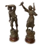 PAIR OF FRENCH 19TH CENTURY BRONZED FIGURES