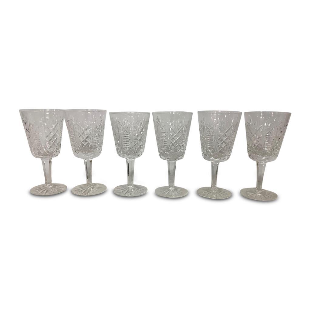SET OF SIX WATERFORD CRYSTAL RED WINE GLASSES