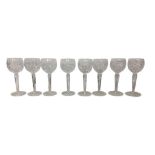 EIGHT WATERFORD CRYSTAL HOCK WINE GLASSES