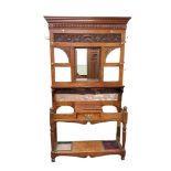 EDWARDIAN CARVED WALNUT HALL STAND