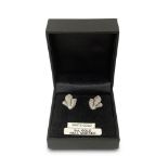 PAIR 9CT WHITE GOLD AND DIAMOND EARRINGS