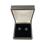 PAIR OF 9CT GOLD DIAMOND AND SAPPHIRE STUD EARRINGS