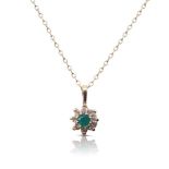 9CT GOLD AND GEM SET PENDANT ON CHAIN