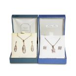 TWO SILVER AND GEM SET NECKLACE AND EARRING SETS