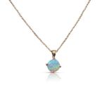 9CT GOLD AND OPAL PENDANT ON CHAIN