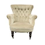 VICTORIAN BUTTON UPHOLSTERED TUB BACK EASY CHAIR