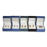 COLLECTION OF ASSORTED SILVER AND GEM SET EARRINGS