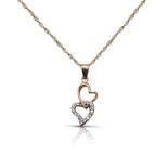 9CT GOLD AND GEM SET HEART PENDANT ON CHAIN