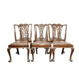 SET OF SIX CHIPPENDALE STYLE DINING CHAIRS