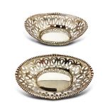 PAIR OF PIERCED SILVER DISHES LONDON
