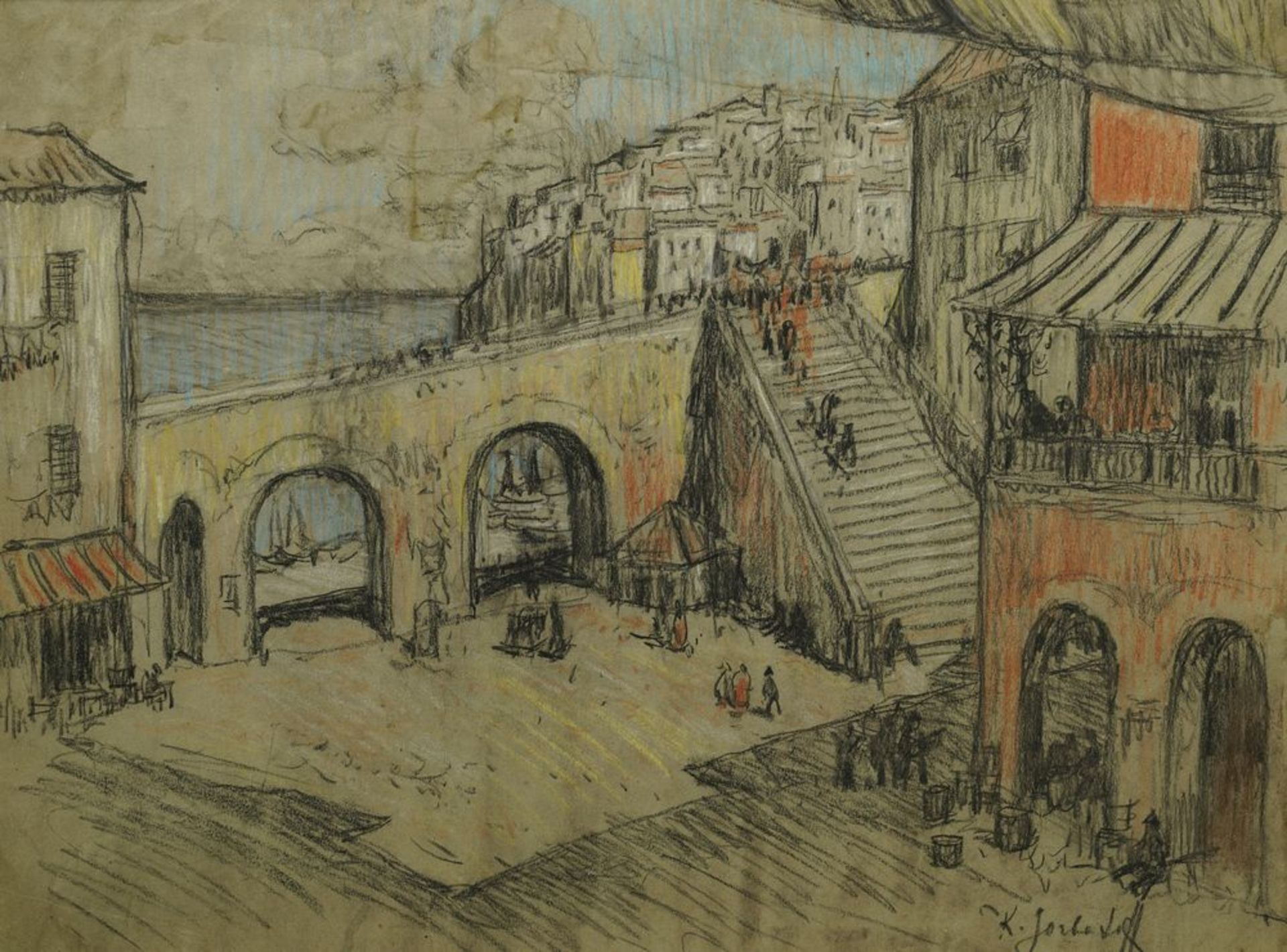 Konstantin Ivanovich Gorbatov (1876-1945) - South Italian town Signed 'C.Gorbatoff' [...]