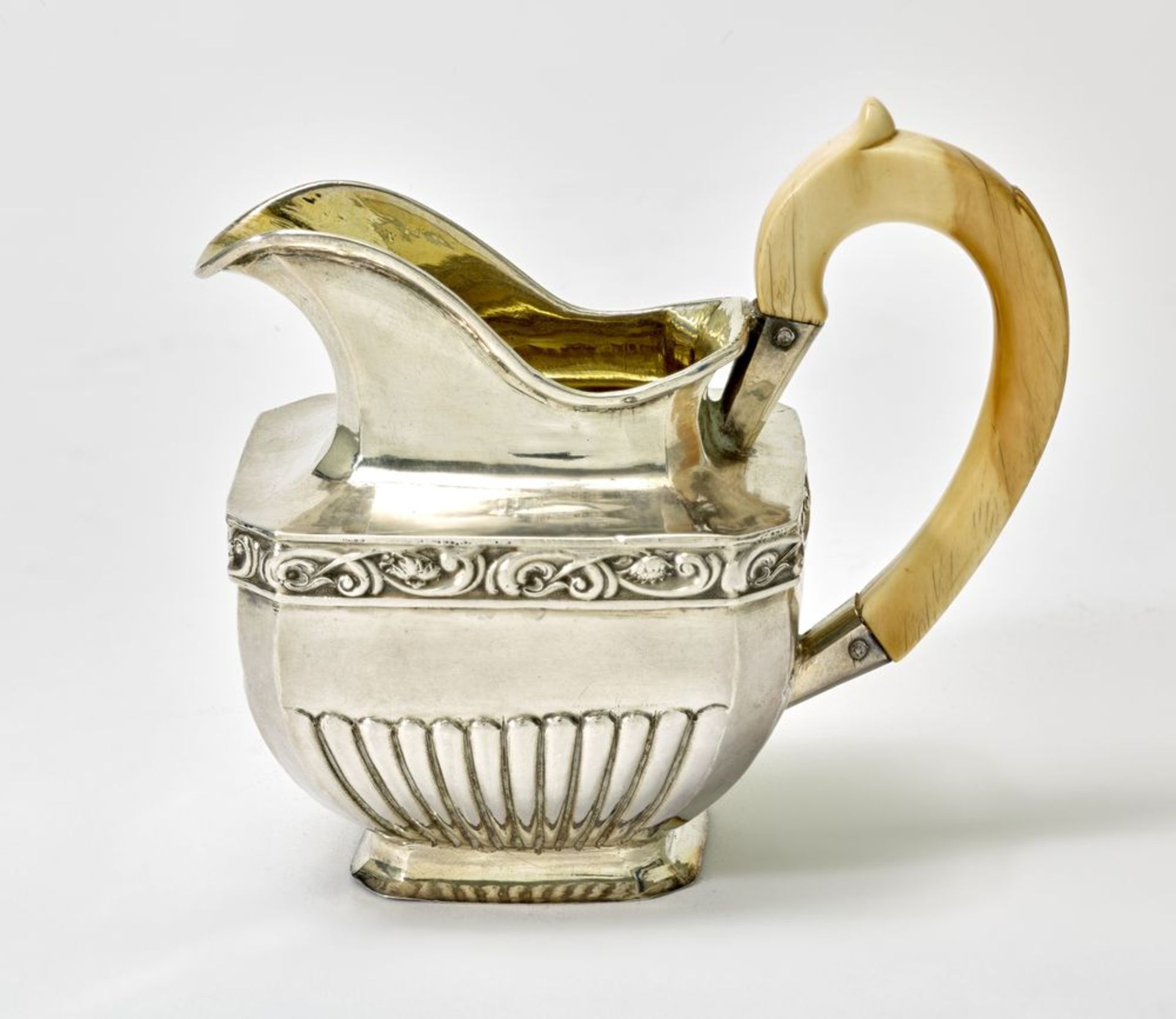 Parcel-gilt silver milk jug with a bone handle Unidentified master " И..", Russia, [...]