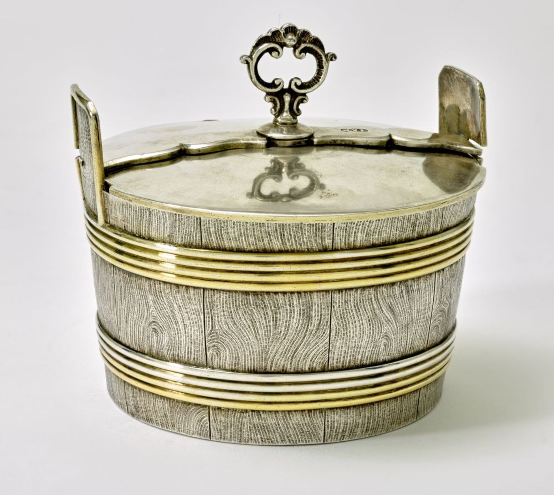 Silver-gilt Trompe l'Oeil sugar bowl with a lid in the "neo-Russian style" in the [...]