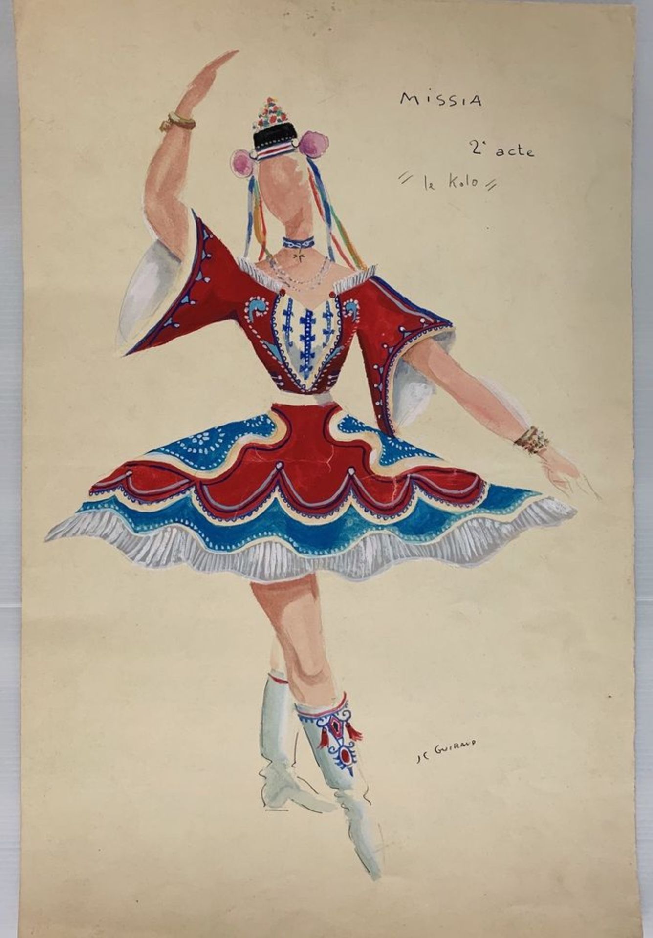 J. C. Guiraud - Lot of two big watercolours of costume projects for the famous [...] - Bild 2 aus 2