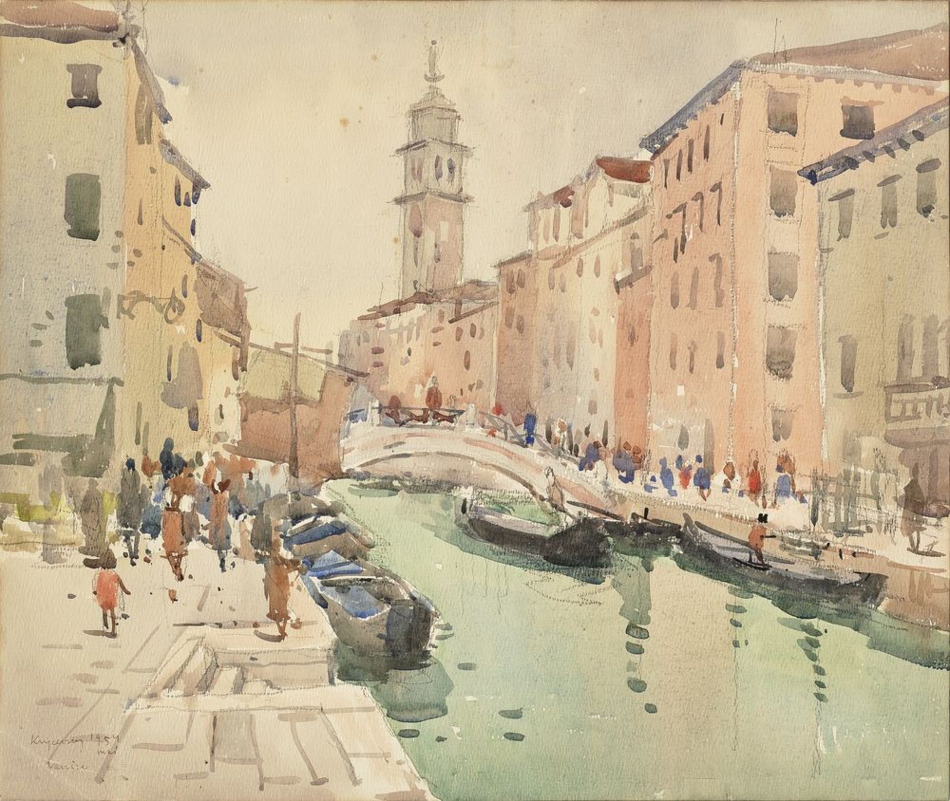 Mykola Vasyl KRYCHEVSKY (1898-1961) - View of a Venetian Canal in spring signed, [...]