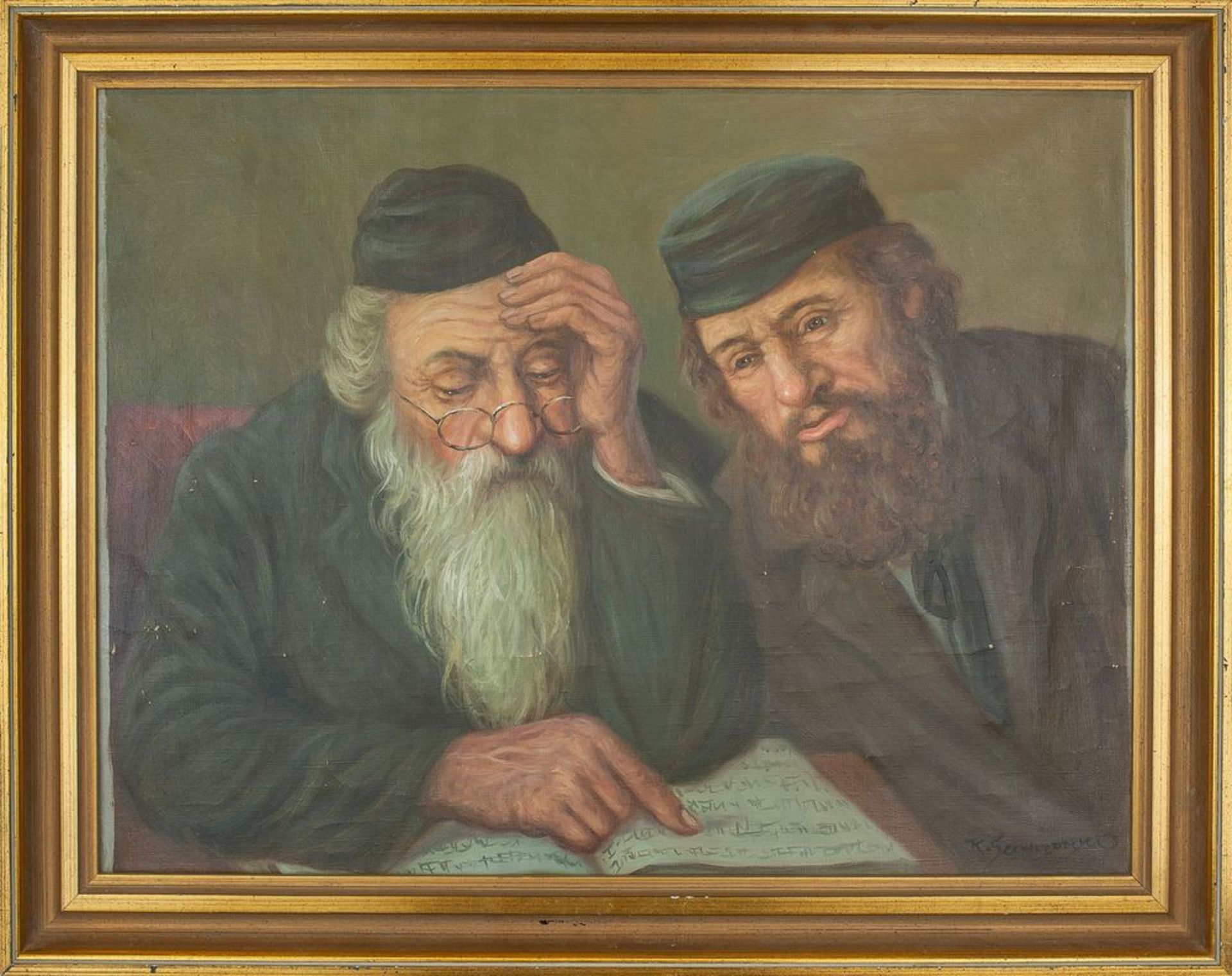 Konstantin Szewczenko (1915-1991) - Rabbi and Jewish man reading signed 'K. [...] - Bild 2 aus 2