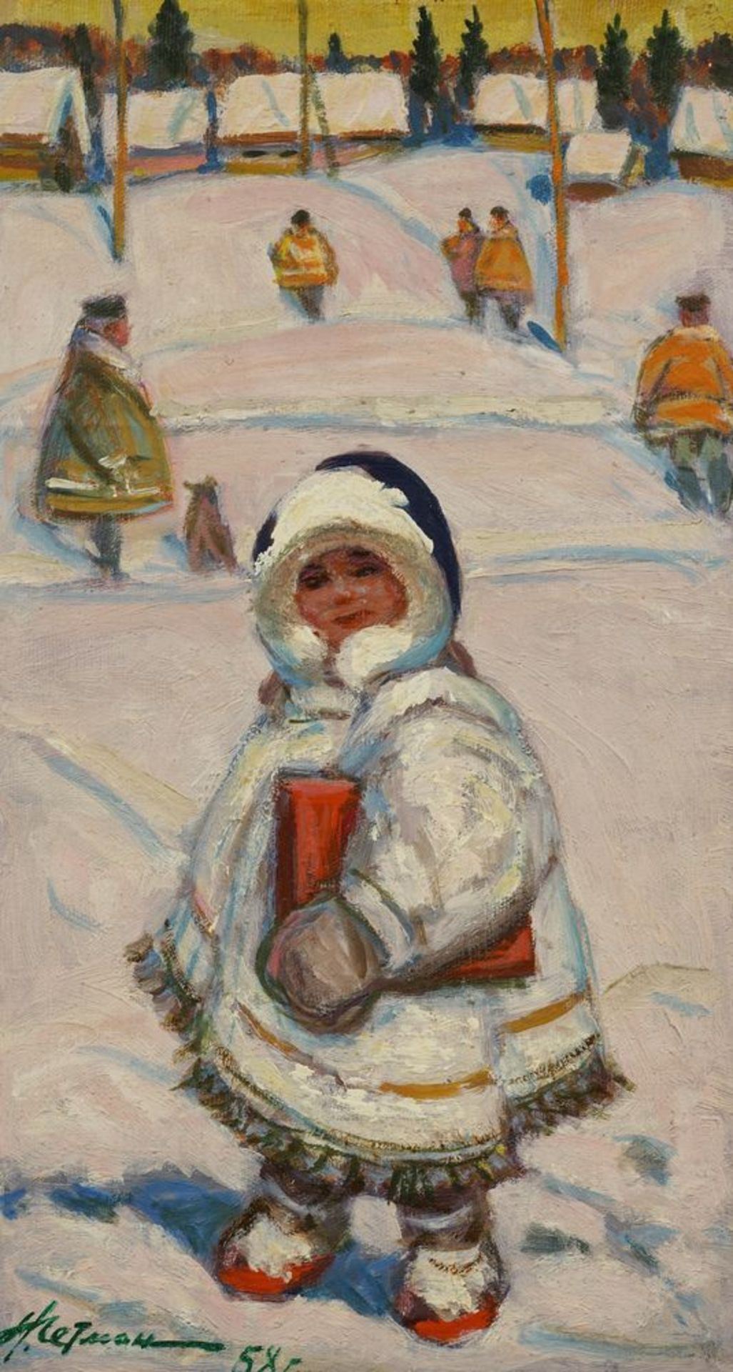 Nickolai Ivanovich Getman (1917 - 2004) - Schoolgirl in Chukotka, 1958 Signed and [...]