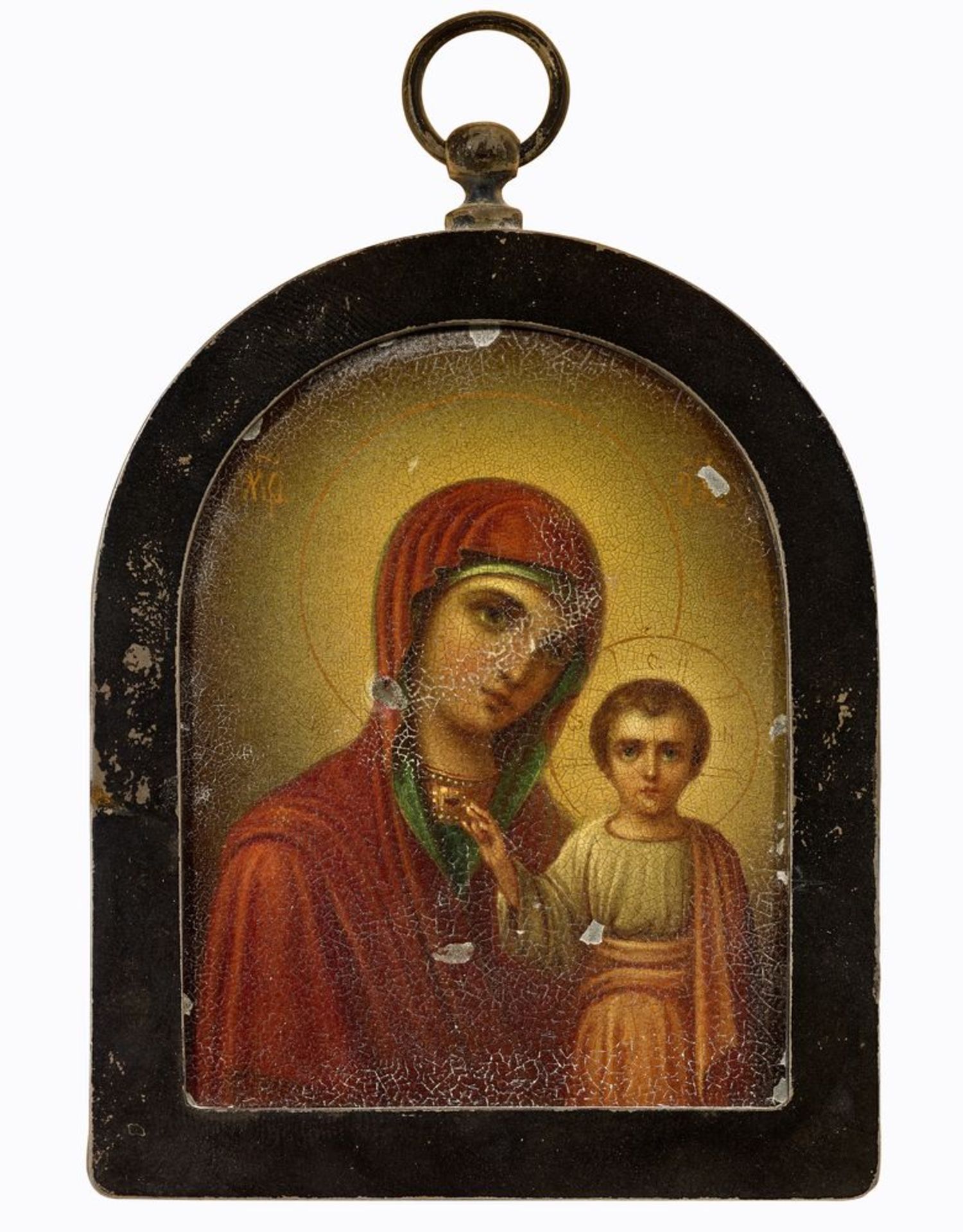 Icon "Our Lady of Kazan" in silver oklad Moscow, early XX c. - Oil on zinc plate [...]