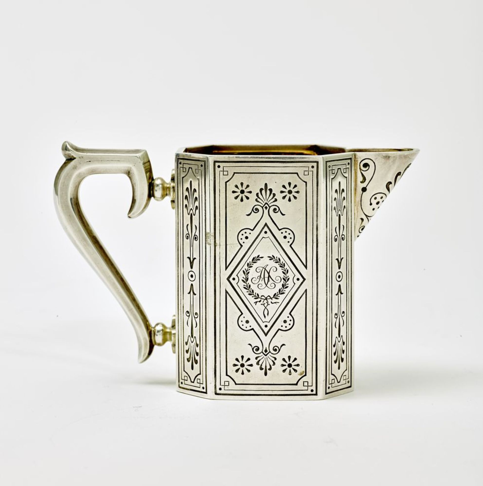 Silver-gilt milk jug. Master Stephan Wäkewa, the firm of C. Faberge, supplier of [...]