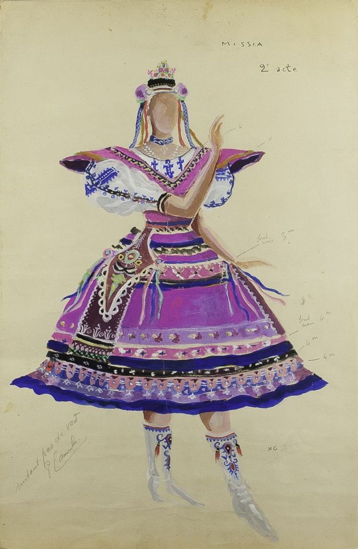 J. C. Guiraud - Lot of two big watercolours of costume projects for the famous [...]
