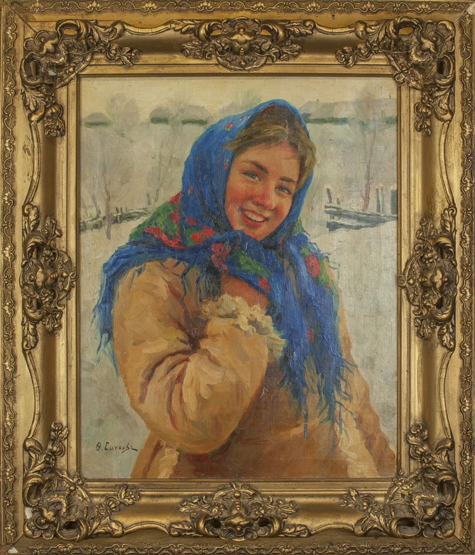 Fedot Vasilievich Sychkov (1870-1958) - Girl With Scarf Signed in Cyrillic 'Ф. [...] - Bild 2 aus 2