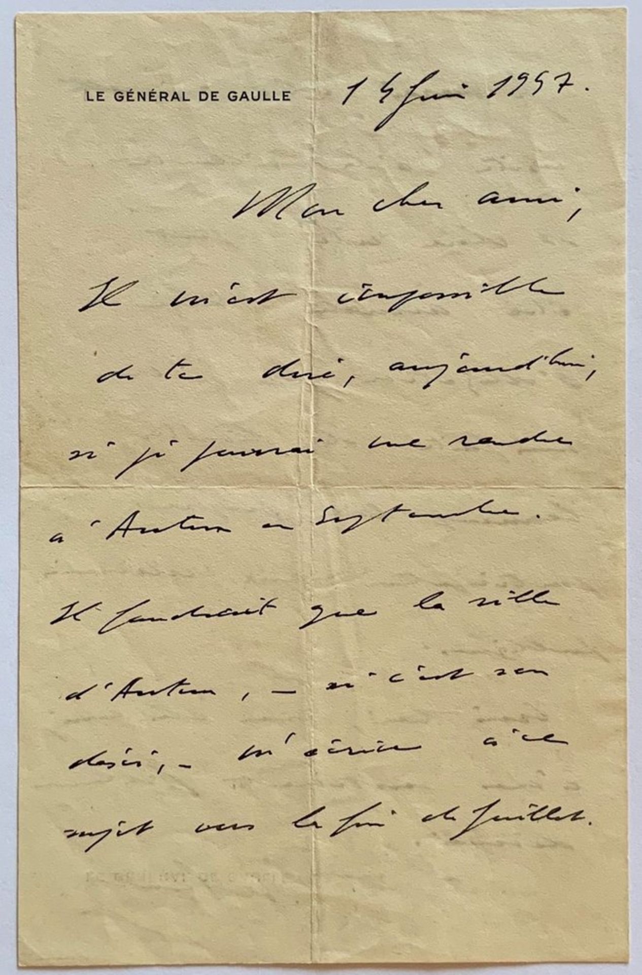 DE GAULLE (CHARLES). 1890-1970. Autograph letter signed - Autograph letter signed to [...]