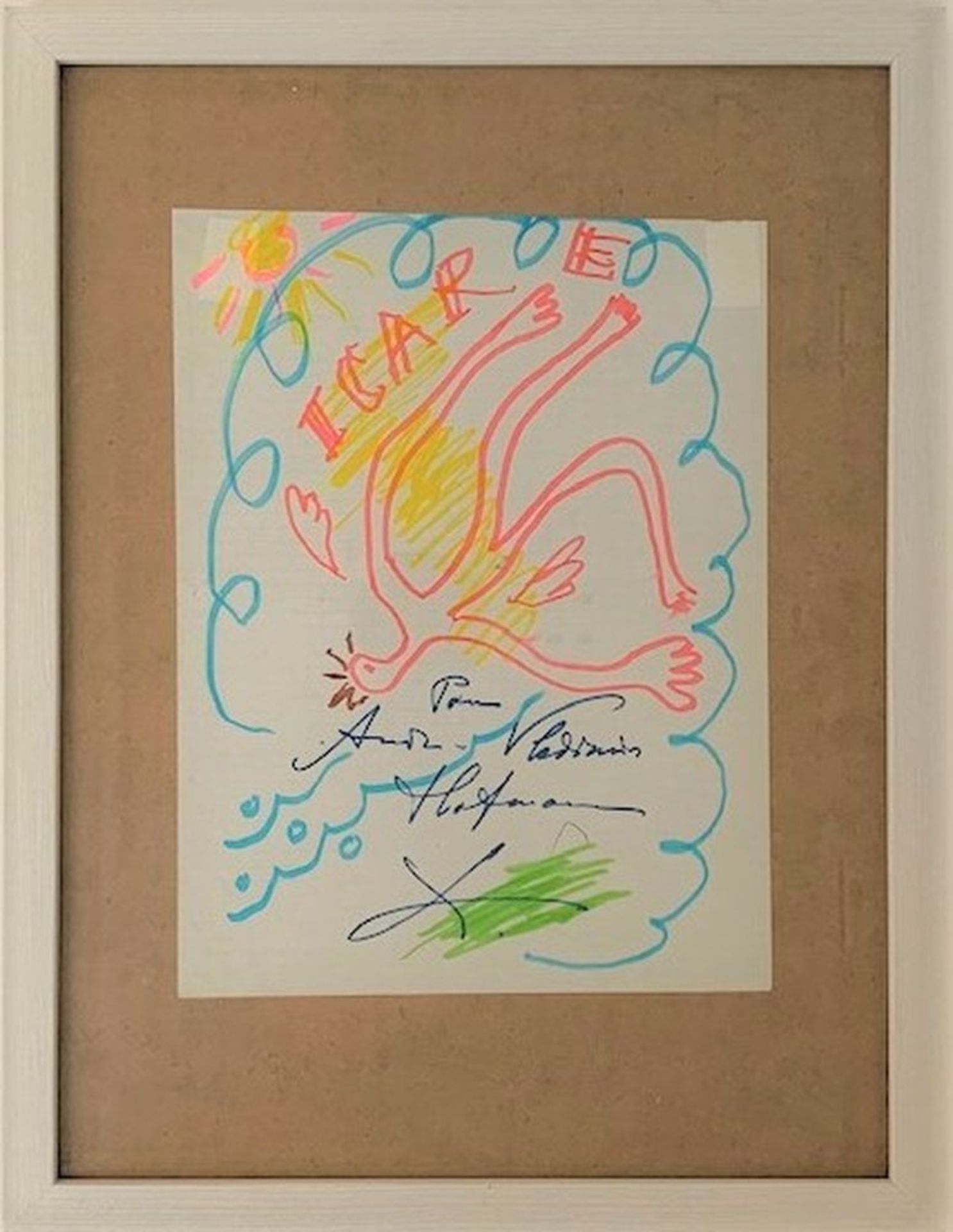 LIFAR SERGE. 1905-1986 Icar. Paper, colored markers. - Signed autograph to «André [...] - Bild 2 aus 2