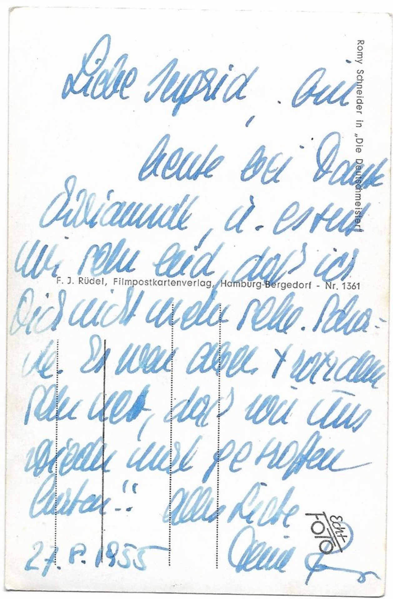 ROMY SCHNEIDER. 1938-1982. Portrait postcard autograph with signature - [...] - Bild 2 aus 2