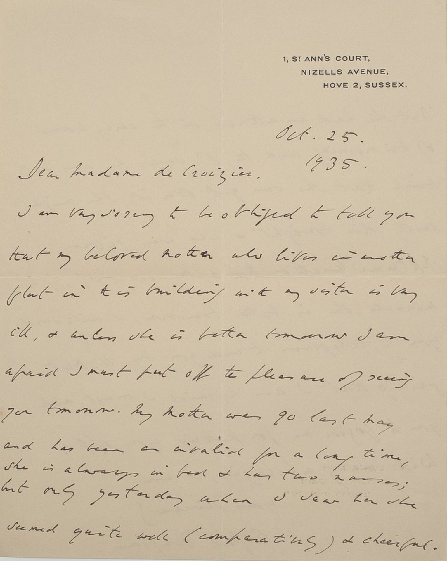 DOUGLAS (ALFRED BRUCE). 1870-1945. Autograph letter signed to the Marquise de [...]