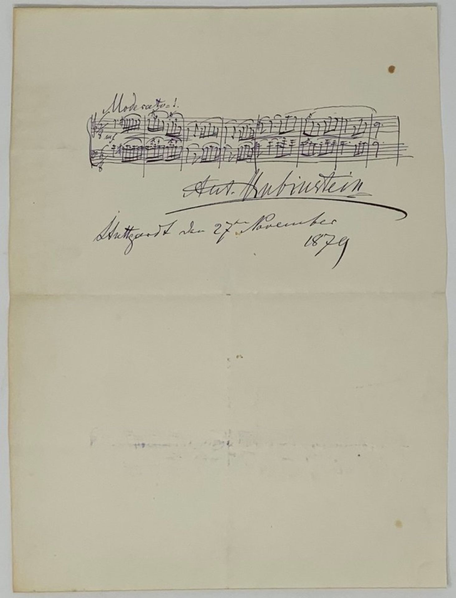 RUBINSTEIN (ANTON). 1829-1894. Autograph musical Eight bars for piano, titled [...]