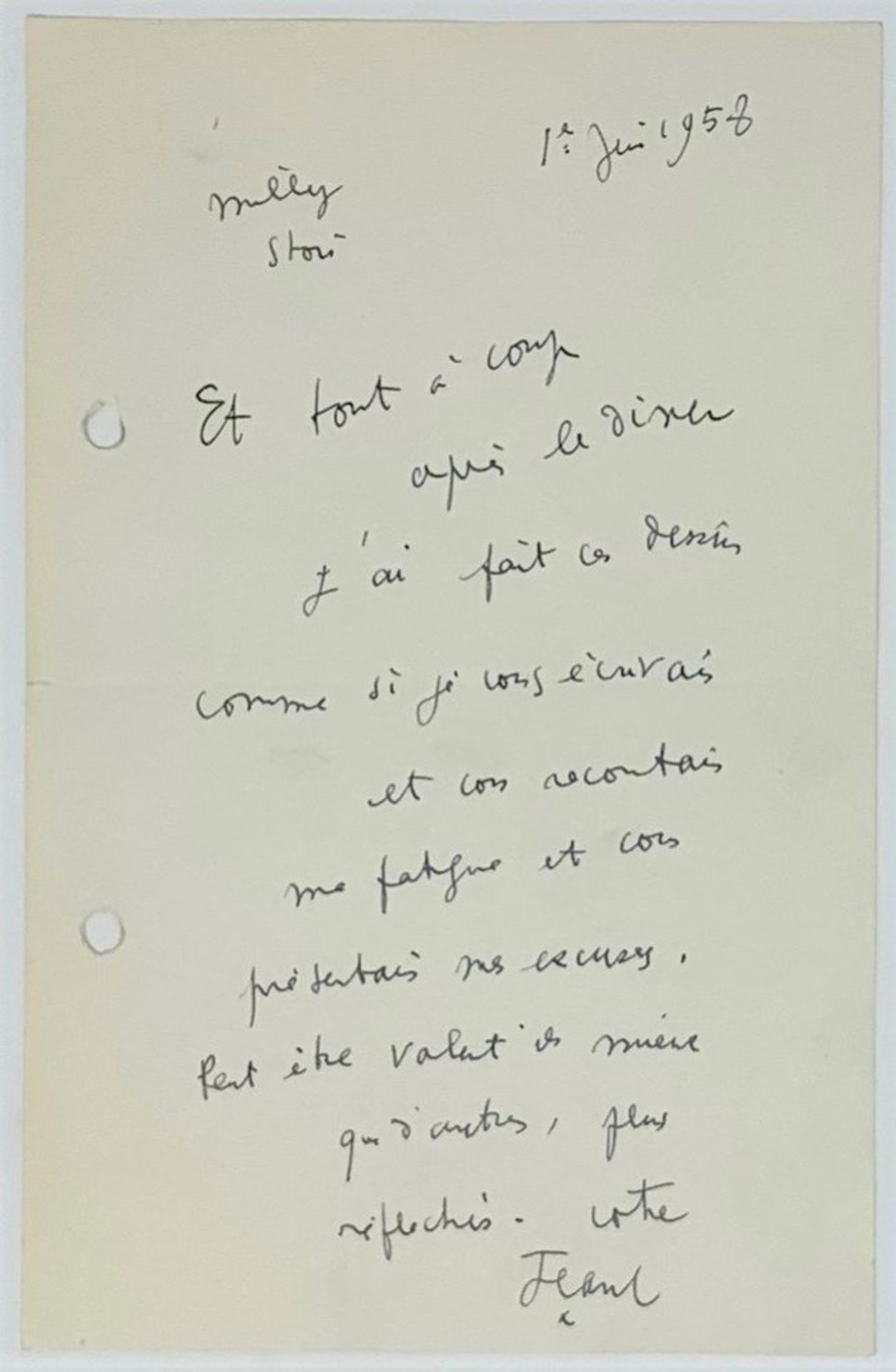 COCTEAU JEAN. 1889-1963. Autograph Letter Signed - Signed «Jean C». [...]