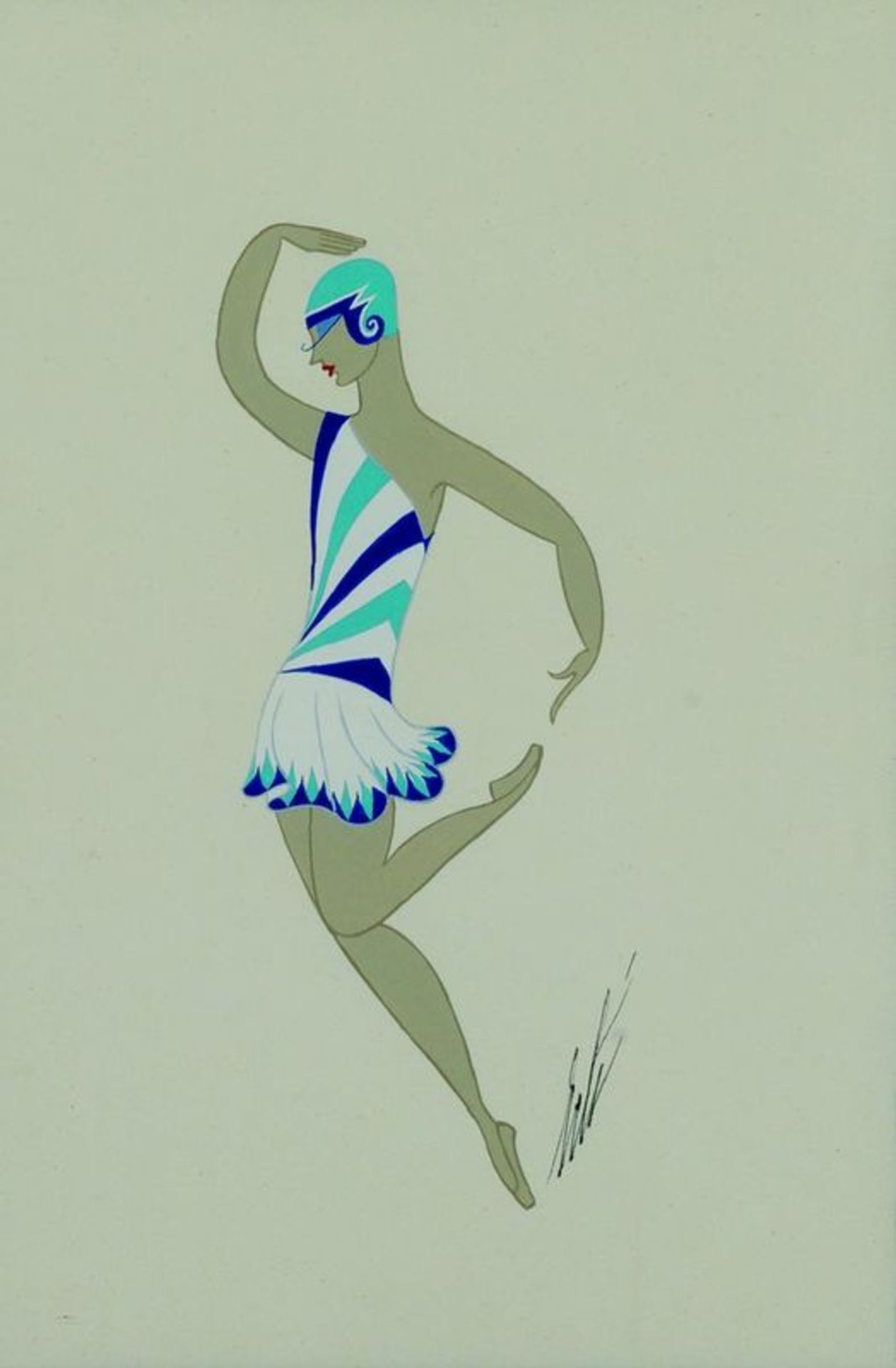 ERTE (1892-1990) Dance le train blue. 1930 - Pencil and tempera on paper Original [...]
