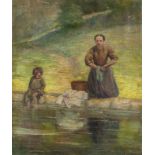 ALPHONSE GREISALMER (XIX-XX) Laundry on the riverside - Signed. ‚A. Greisalmer’ [...]