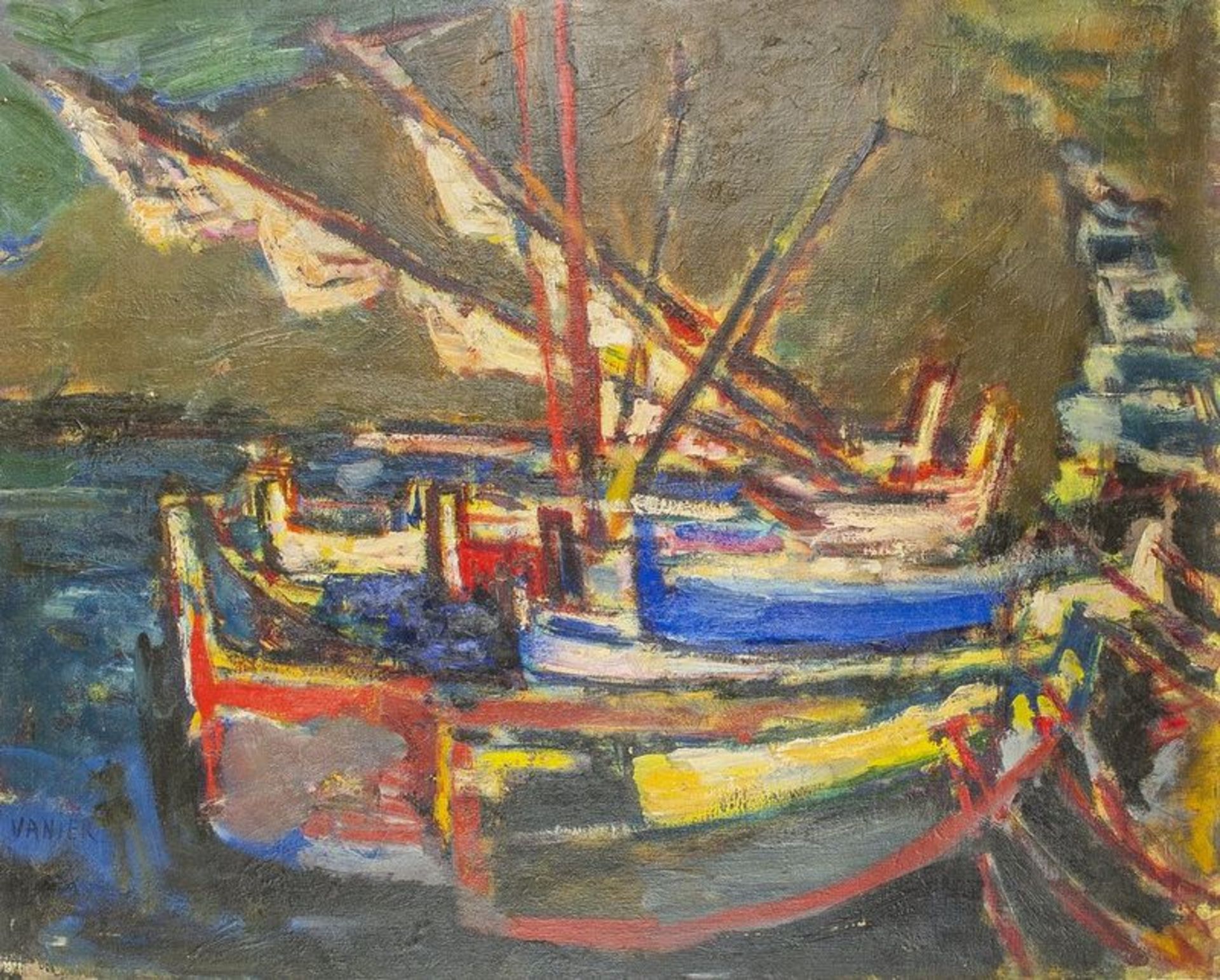 SIMON CLAUDE VANIER (1903-1958) Boats in a port Cadaques - Signed 'Vanier’ (lower [...]