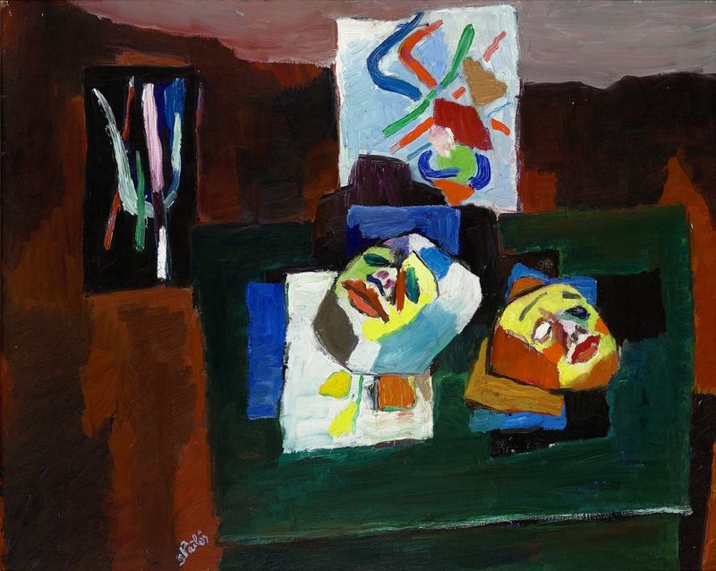 Isaac PAILES (1895-1978) Still life with masks - signed 'Pailles' (lower [...]