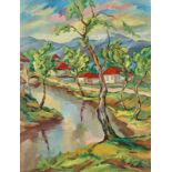 Bela ERDELYI (1891-1955) Landscape with red roofs - Signed Erdelyi (lower [...]